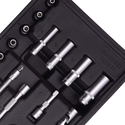 HARDEN Jogo de Soquetes 1/4" com 24 Peças para Manutenção e Reparos