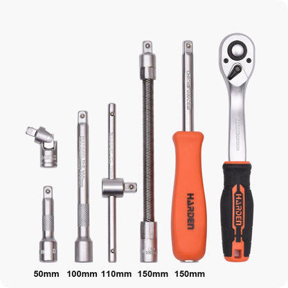 HARDEN Jogo de Soquetes 1/4" com 24 Peças para Manutenção e Reparos