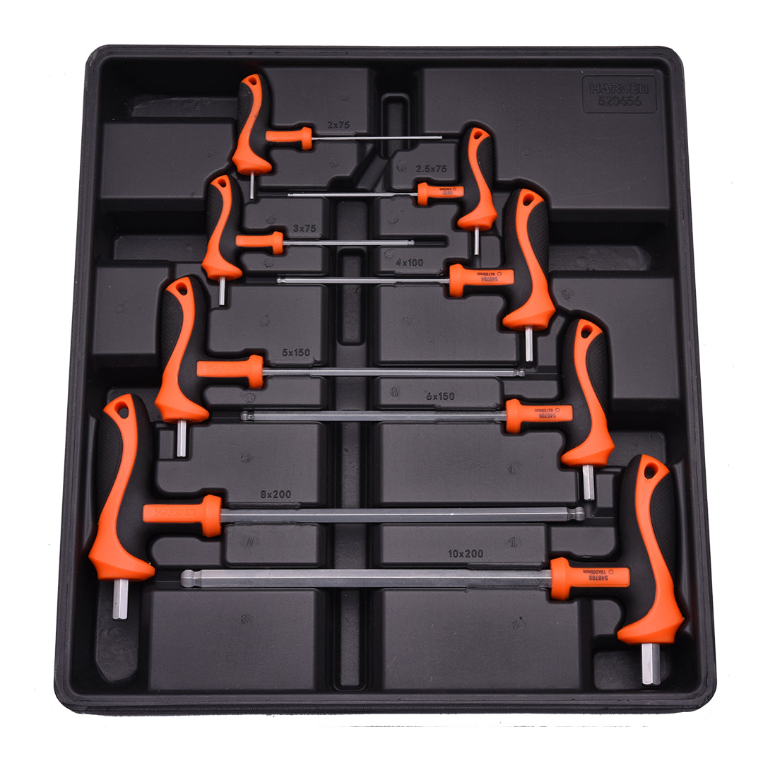 Jogo de Chaves Allen Tipo T HARDEN com 8 Peças – Aço Cromo-Vanádio de Alta Resistência