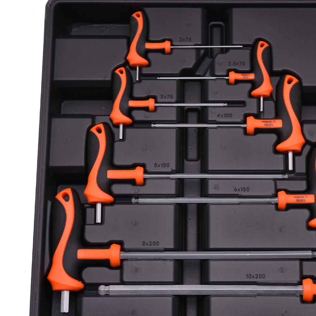 Jogo de Chaves Allen Tipo T HARDEN com 8 Peças – Aço Cromo-Vanádio de Alta Resistência