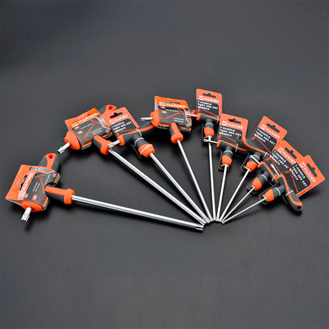 Jogo de Chaves Torx em T com Cabo Anatômico 8 Peças HARDEN – Aço Cromo Vanádio de Alta Resistência