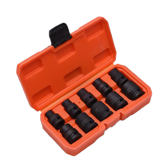 Jogo de Soquetes de Impacto 1/2" 12 10 Peças - CrMo Tratado