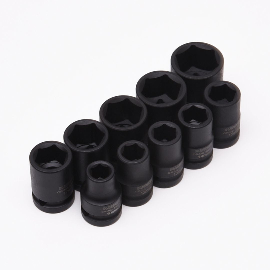 Jogo de Soquetes de Impacto 1/2" 12 10 Peças - CrMo Tratado