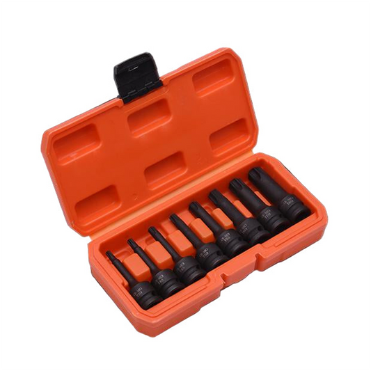 Jogo de Pontas Torx de Impacto 1/2 12 com 8 Peças em Aço
