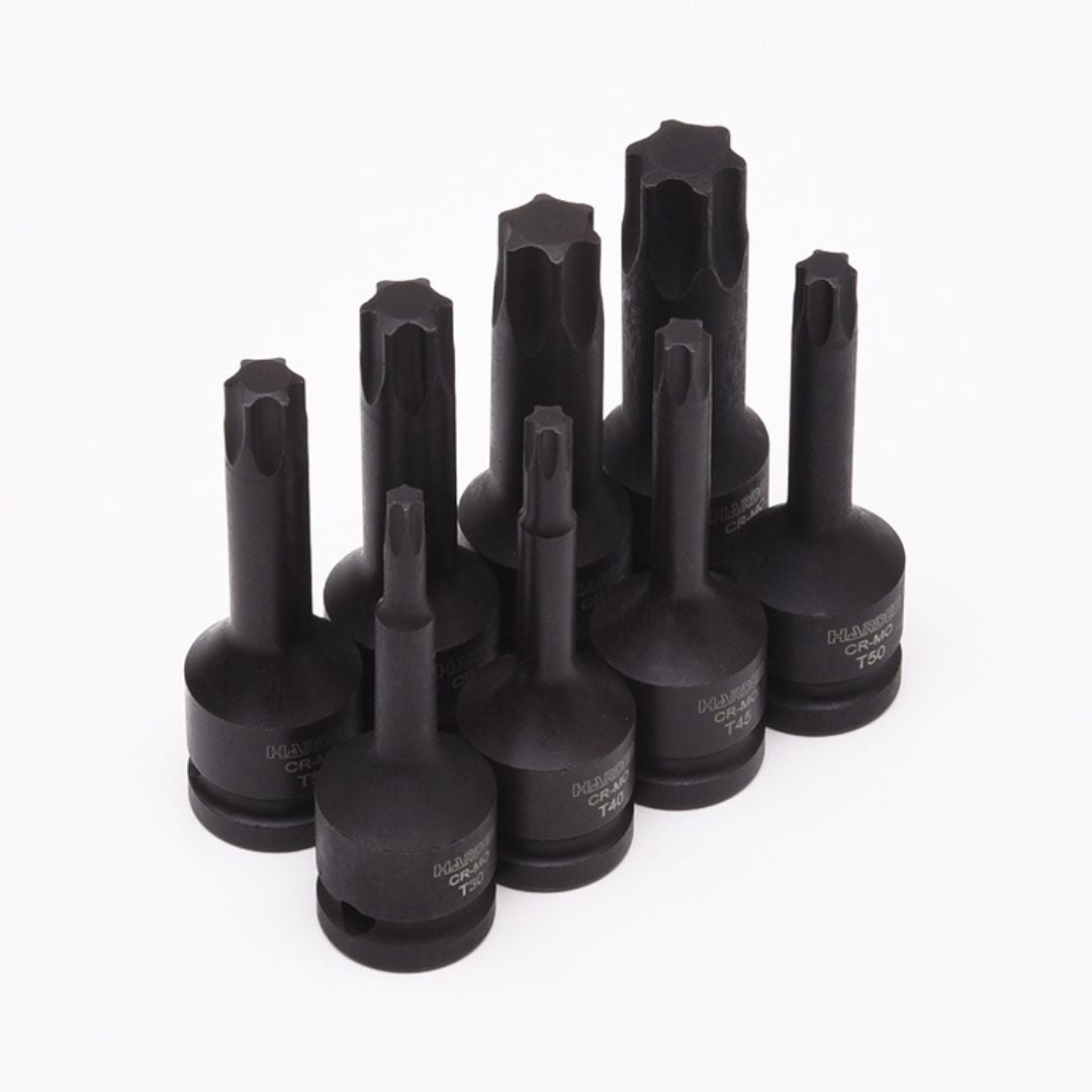 Jogo de Pontas Torx de Impacto 1/2 12 com 8 Peças em Aço