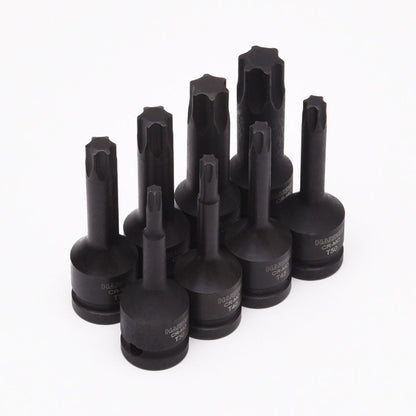Jogo de Pontas Torx de Impacto 1/2 12 com 8 Peças em Aço