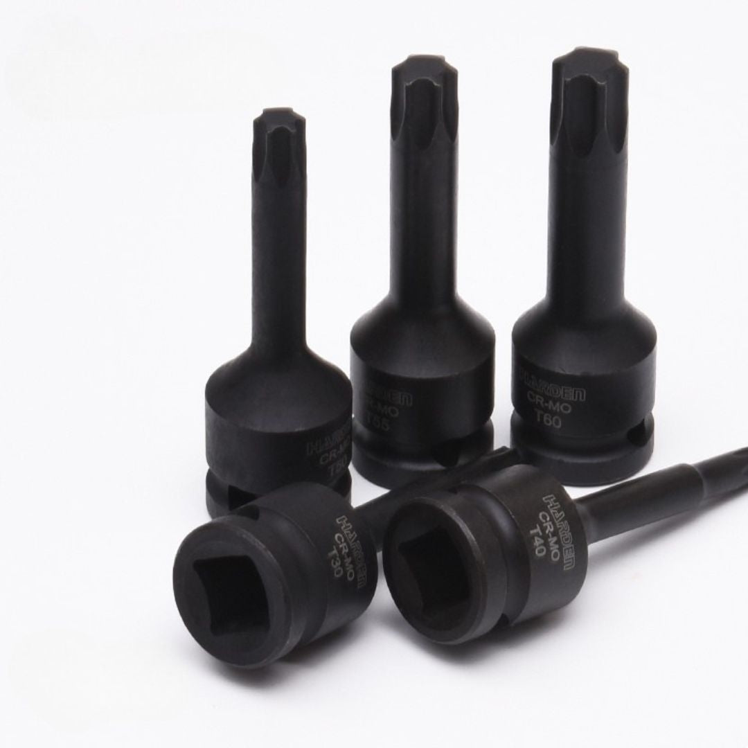 Jogo de Pontas Torx de Impacto 1/2 12 com 8 Peças em Aço