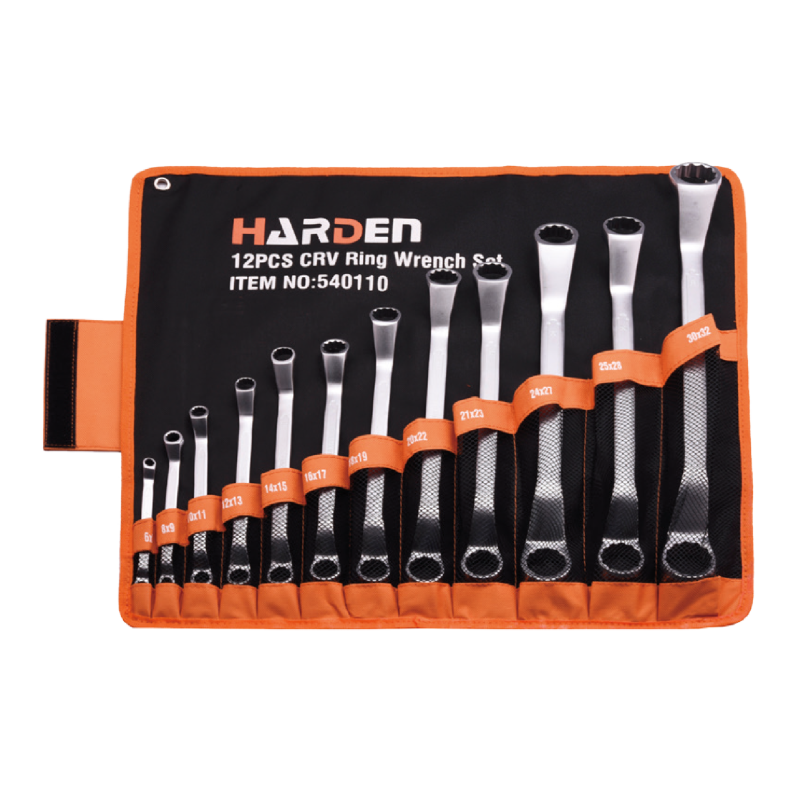 Jogo de Chaves Estrela Dupla HARDEN 12 Peças em Aço Cromo-Vanádio