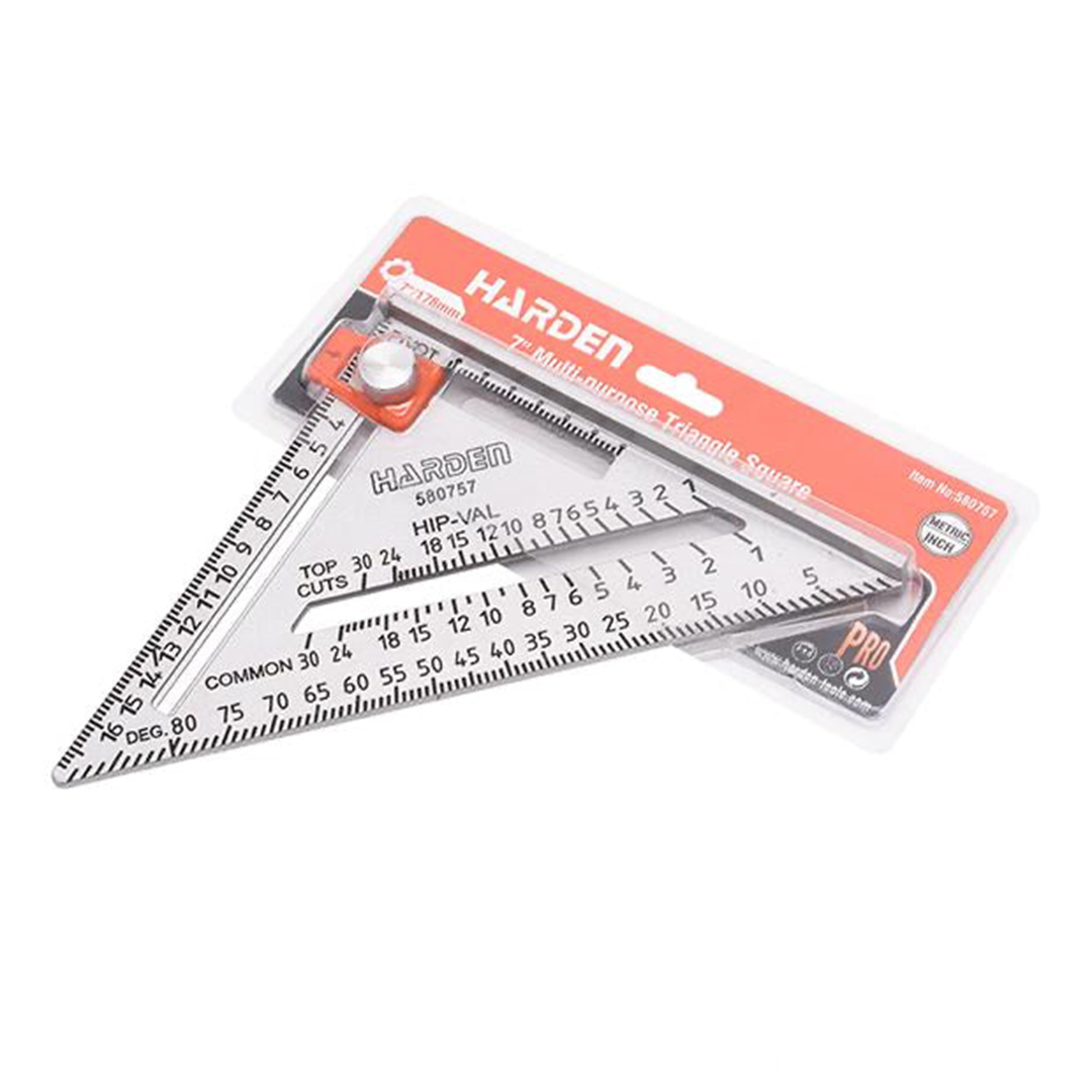 Esquadro Triangular Multiuso 7 com Régua Ajustável