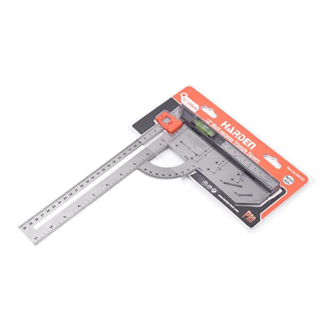 Esquadro Triangular Multiuso 12 com Régua Ajustável
