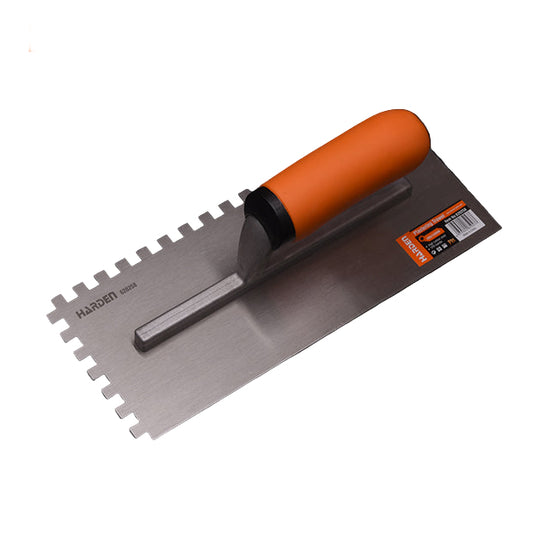 Desempenadeira HARDEN 280x120mm – Modelos Lisa e Dentada (8mm) com Lâmina em Aço Carbono e Cabo em TPR