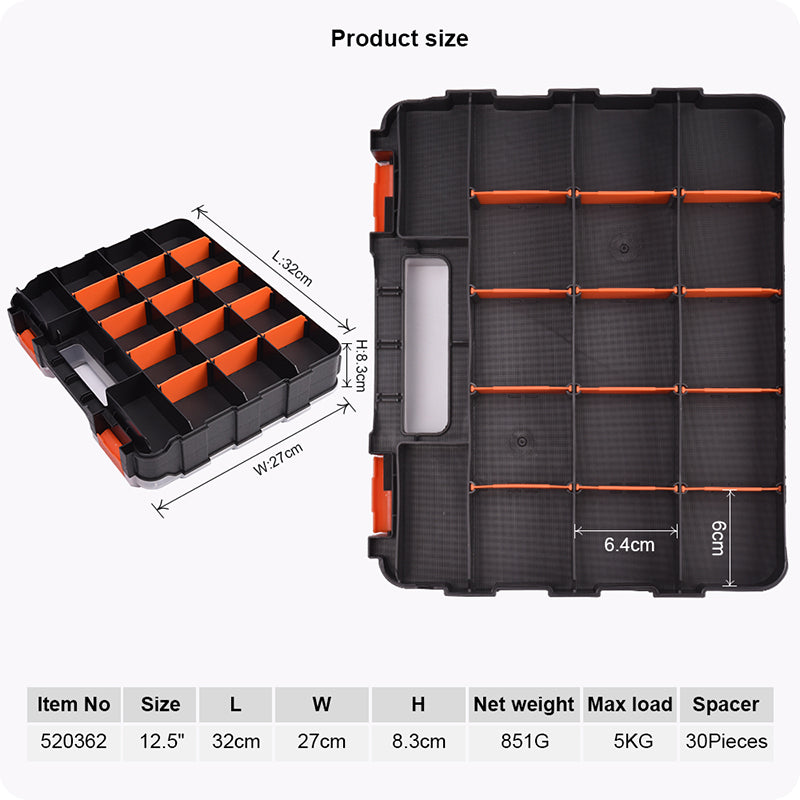 Organizador Plástico Dupla Face HARDEN 320mm (12,5”) com Divisórias Ajustáveis