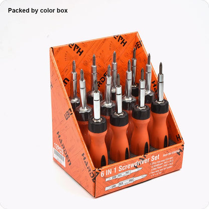 Jogo de Chaves de Fenda e Phillips HARDEN 6 em 1 com Bits Reversíveis e Cabo Intercambiável
