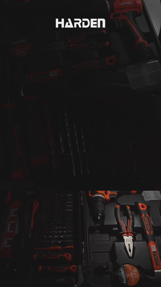 Kit Parafusadeira Sem Fio 12V HARDEN – 36 Peças com Acessórios para Construção e Marcenaria