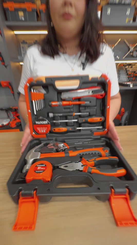 Kit de Ferramentas de Reparo 18 Peças HARDEN – Maleta com Chaves, Alicates e Martelo para Construção e Reparos
